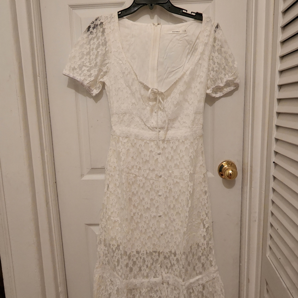 HEATHERLY - Blair Lace Midi Dress WHITE